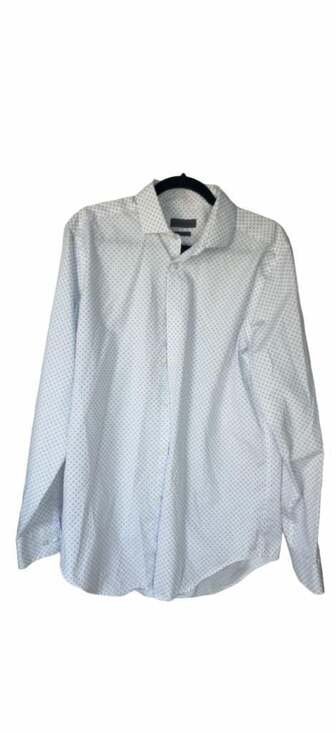 Calvin Klein Other - Calvin Klein Slim Fit Non Iron Geo Print Long Sleeve Dress Shirt White Blue_A119